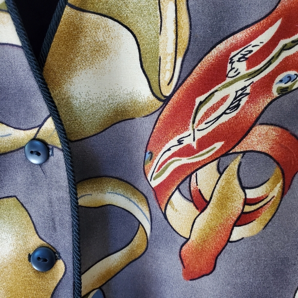 Small Vintage 90's Tie Print Grey Red Green Vest - Picture 2 of 5